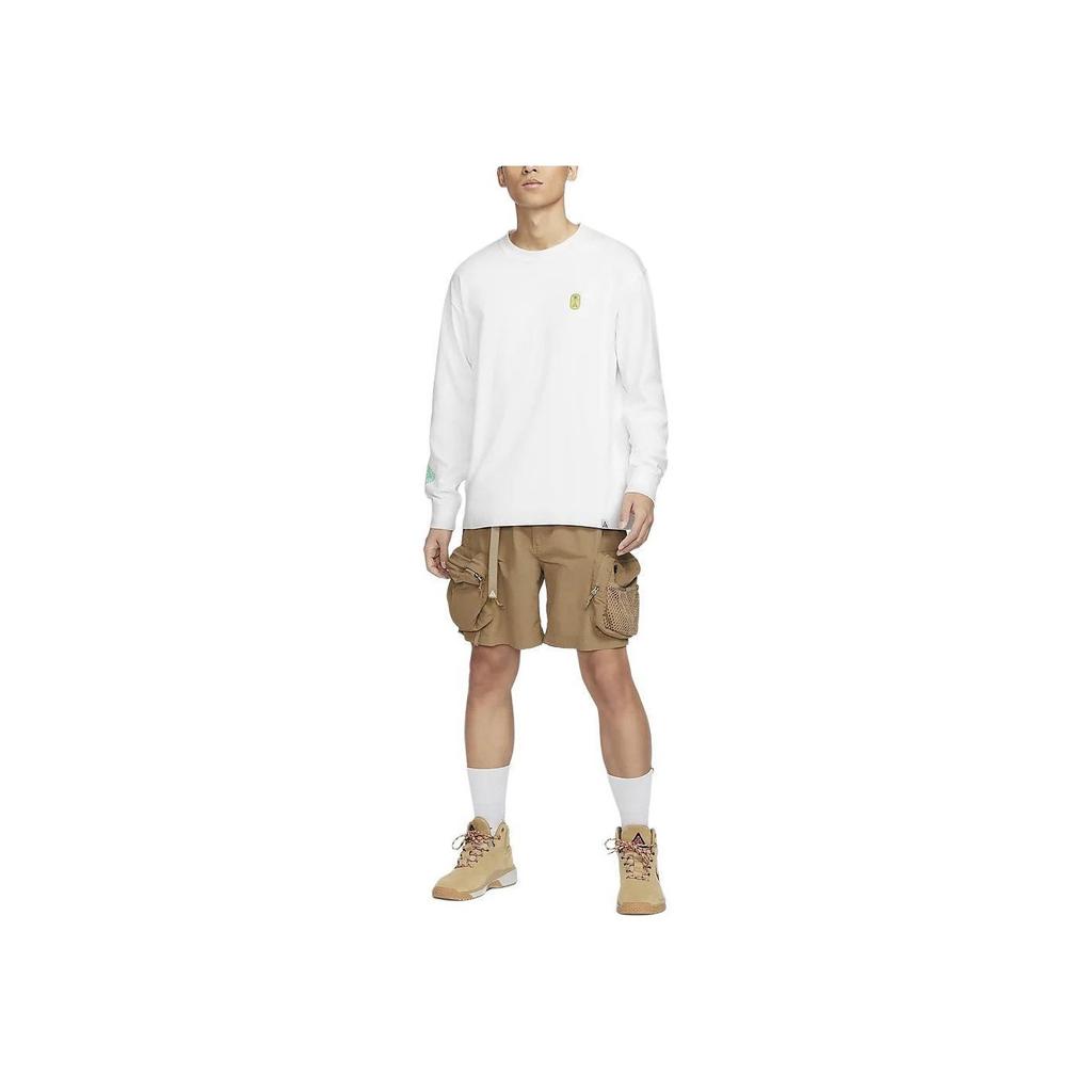 Nike ACG Series Printed Pattern Crew Neck Casual Outdoor Loose Fit Soft Long Sleeve Drop Shoulder T-Shirt Men T-Shirts Mountain-White FV3489-121