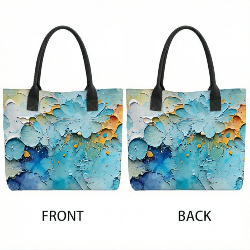 Floral Print Tote Bag Stylish Daily Shoulder Bag for Outdoor Shopping Commute Use