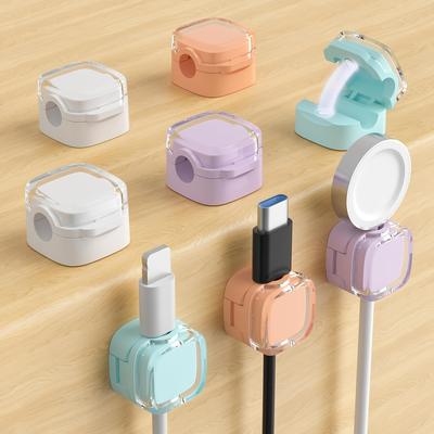 6er-Pack Magnetische Kabelklemmen mit Verstellbaren Klebe-Kabelhaltern - Starke Magnetische & Klebebasis, Organizer für Ladegeräte, Kabel, Kopfhörer, Kabelklemmen