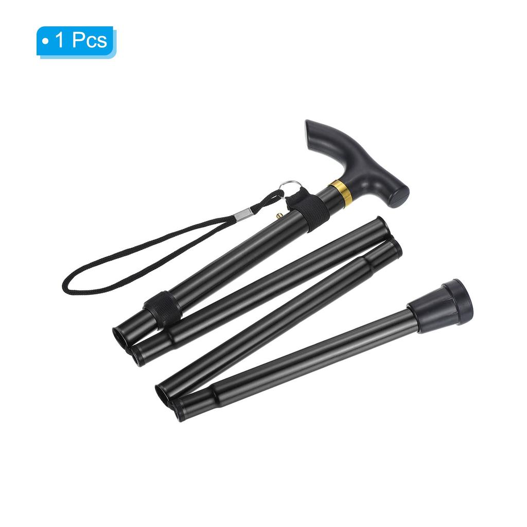 PATIKIL Folding Hiking Poles, 85cm-95cm Telescopic Folding Canes with Quick Locks, Aluminum Alloy, for Outdoor Hiking, Walking, and Camping, Black