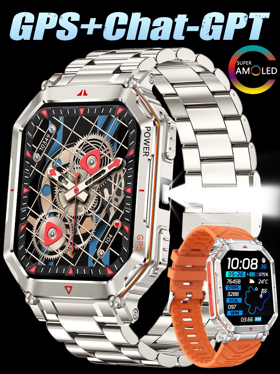 Nuova batteria da 450 mAh Smartwatch da esterno Schermo HD da 2,01 pollici Monitoraggio Frequenza Cardiaca Pressione Sanguigna Bussola Impermeabile To