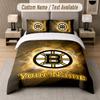 Set Biancheria da Letto Personalizzato Modello Boston Bruins, Stampa Nome Testo 1 Copripiumino più 2 Federe Tessile per la Casa