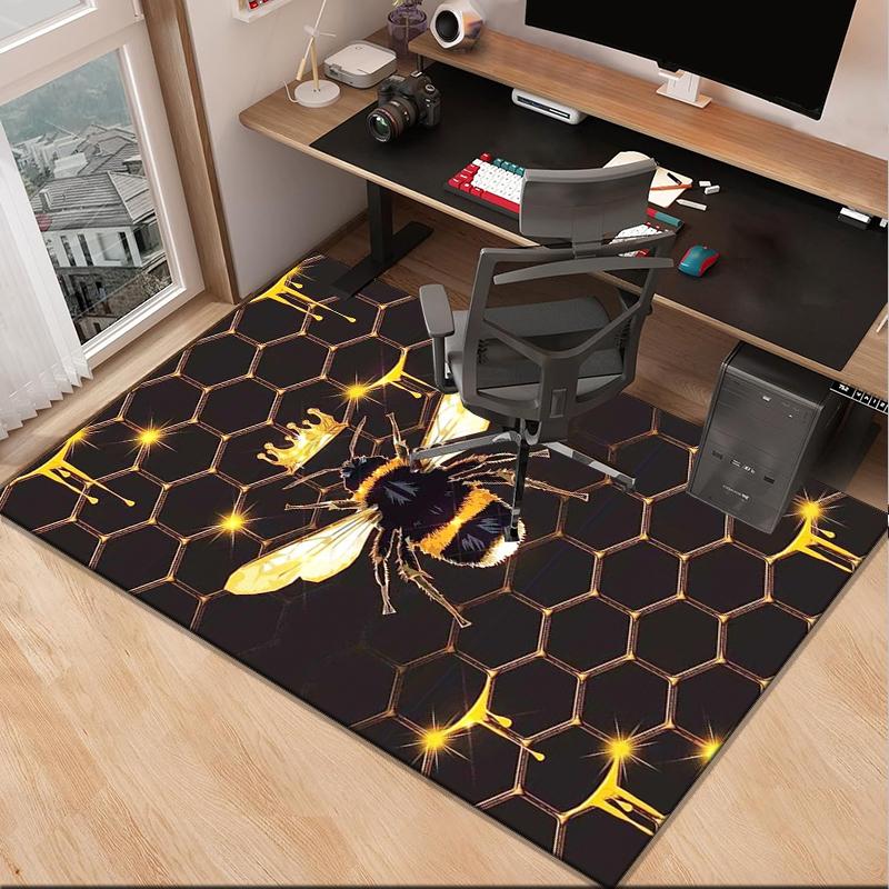 Bumblebee And Sunflower Office Rug Chair Mat, Entryway Carpet, Suitable for Front Door, Bedroom, Living Room, Desk, Holiday Gift