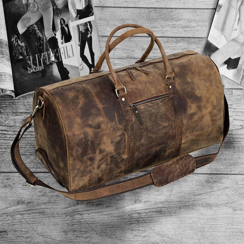 Kožená cestovní taška na vozík pro muže a ženy 24palcová cestovní taška přes noc na víkend Duffle Gym Cabin taška s kolečky pro snadné přenášení