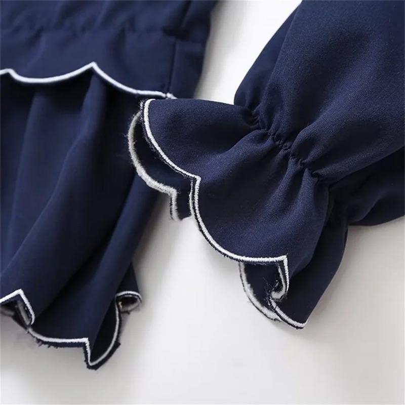 Wave Ruffles Lace Up Bow Shirts Women Spring Causal Loose V-neck Long Sleeve Blouses Lady Temperament Tops