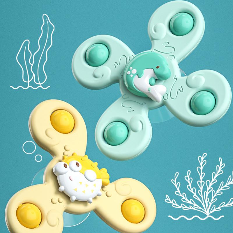 Baby Bath Spinner Toy With Rotating Suction Cup Animal Spinning Top Baby Dining Chairs Toys For