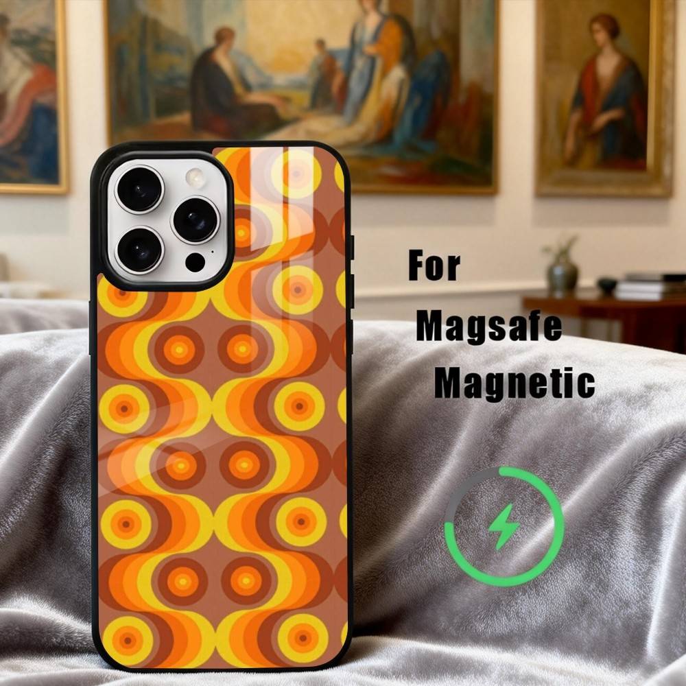 R-Retro P-Pattern Phone Case For iPhone17,16,15,14,13,12,11 Plus,Pro Max Magnetic For Magsafe Wireless Charging