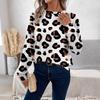 Round Neck 3D Printed Leopard Print Pattern Top Fashionable Casual Long Sleeved Women's Sweatshirts