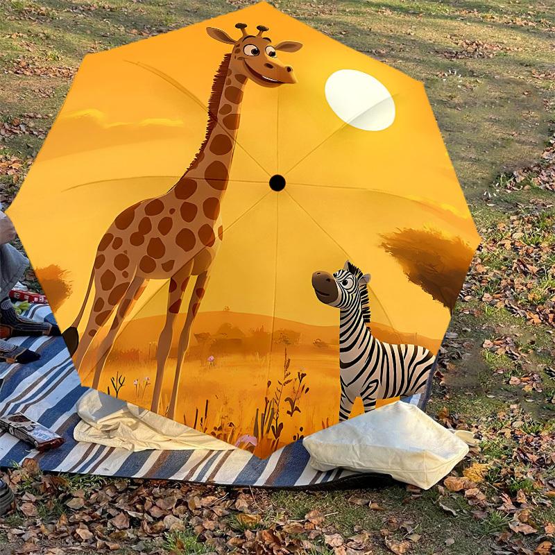 1PC Giraffe ZebraUmbrella-8-Rib Reinforced, Automatic Open, Lightweight & Durable, Cute Fashion Accessory for Outdoor-P193
