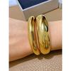 Fashion Glossy and Simple Fashionable Open-Ended Bracelet Double-Layer Design Wide Metal Texture Glossy Bracelet 2024 New Arrival