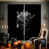 Creative Skull Flower 3D Printing Curtain, Bedroom, Living Room, Restaurant, Halloween Party Decoration, 2 Pieces
