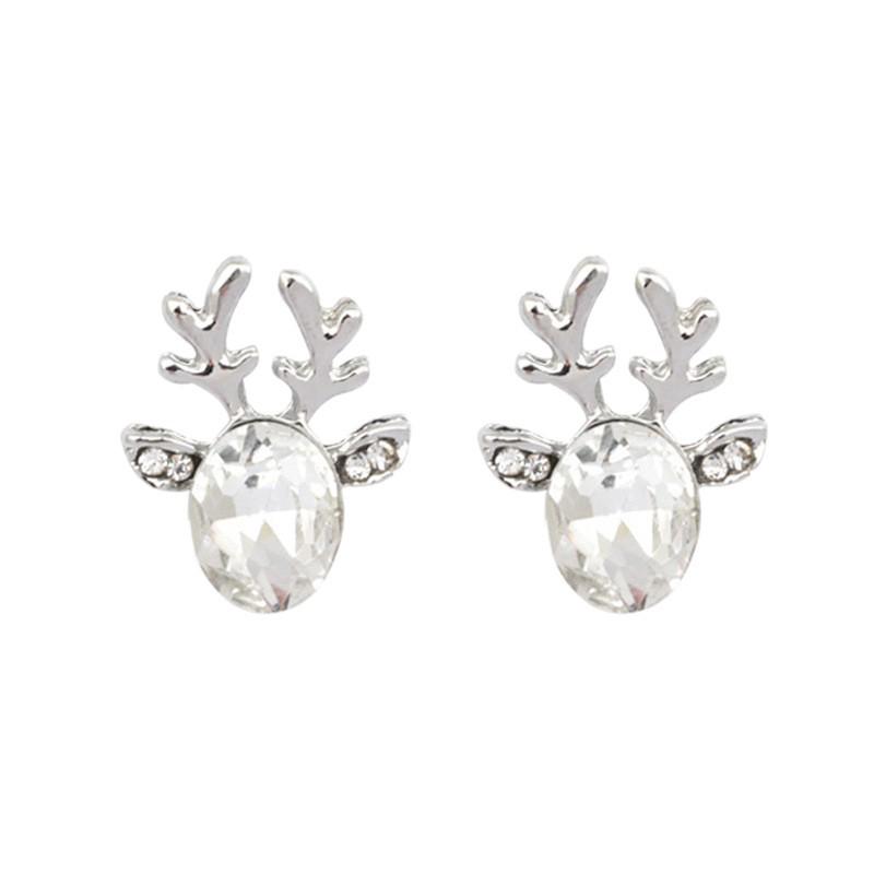 Luxury Crystal Reindeer Antler Earrings for Christmas