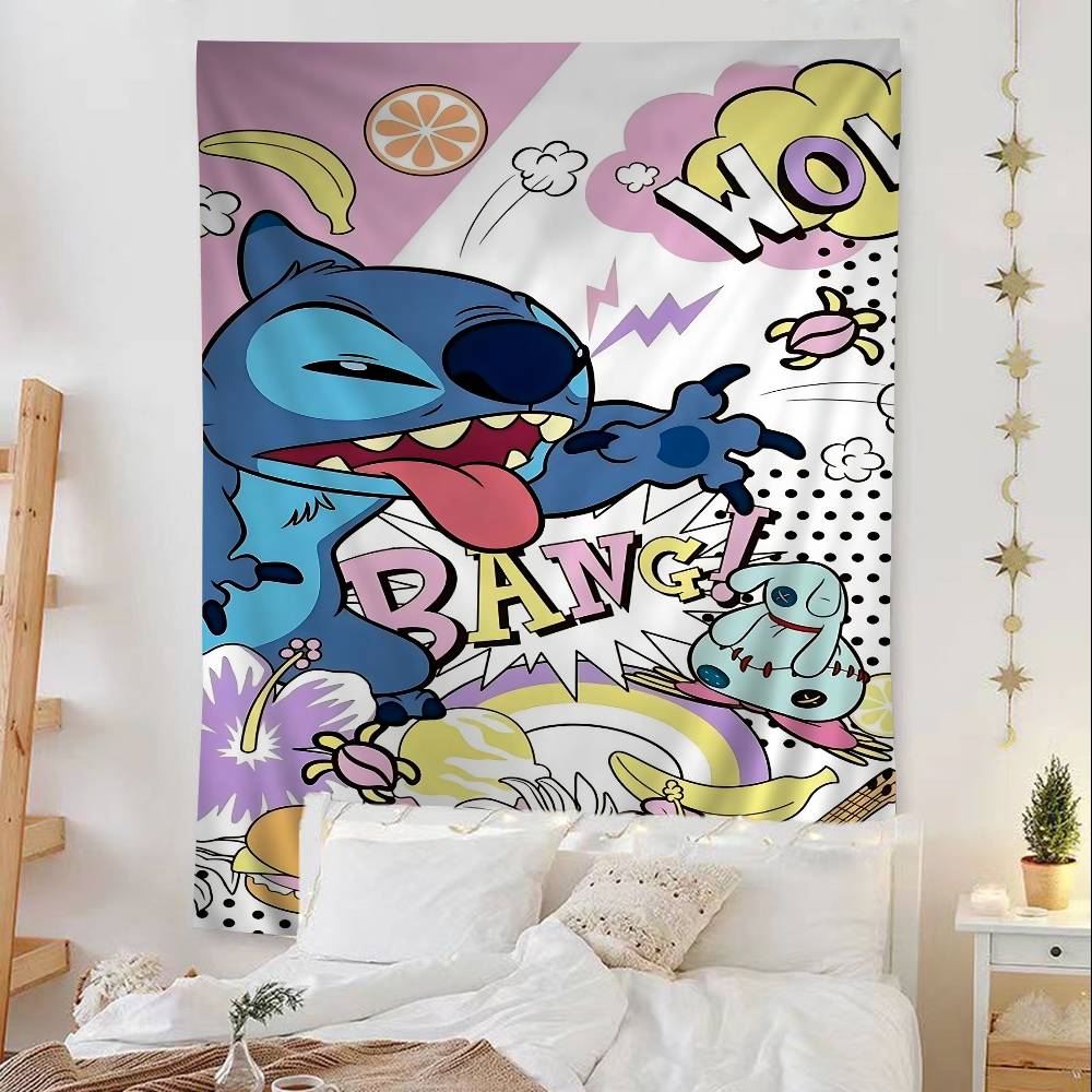 Cartoon Cute SStitchs Printed Large Wall Tapestry Indian Buddha Wall Decoration Witchcraft Bohemian Hippie Wall Art Decor