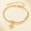 Teamer Heart Flower Leaf Charm Bracelet Stainless Steel Forever Knot Double Layer Snake Chain For Women Girls Fashion Jewelry