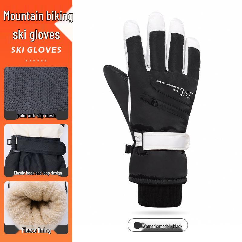 

Large Fleece-Lined Winter Motorcycle Gloves: Touchscreen, Non-Slip, Three-Layer Ski Riding Warmth One Size