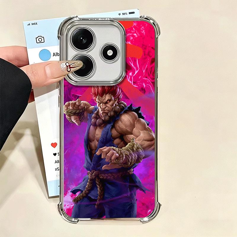 S-Street F-Fighters Soft Phone Case For Xiaomi Redmi Note 14 15 Pro Plus 13 12 11S 11T 5G 10 9S 9 Plating Anti-Fall Fundas