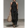 Holiday Ruffle Edge Neck Sleeveless Dress Women's Summer Loose and Thin Long Dress Women's Clothing