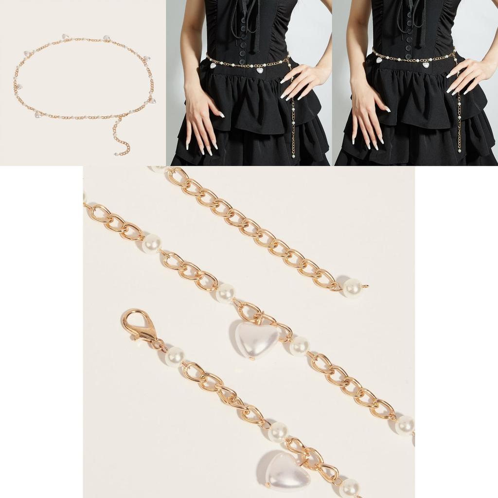 Fashion Faux Pearl Waist Chain With Metal Chain For Summer Womens Party Wear