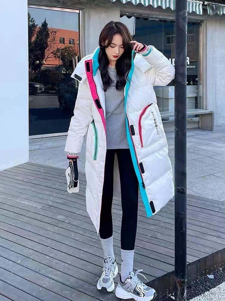 Winter New Down Jacket Fashionable Hooded Glossy Leave-in, Thickened Warm White Duck Down Fashionable Windproof Jacket
