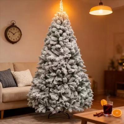 1-4PCS Artificial White Snow Christmas Tree PVC Flocked Pine Tree Winter Home Decor for Office Mall Window Party Holiday Display