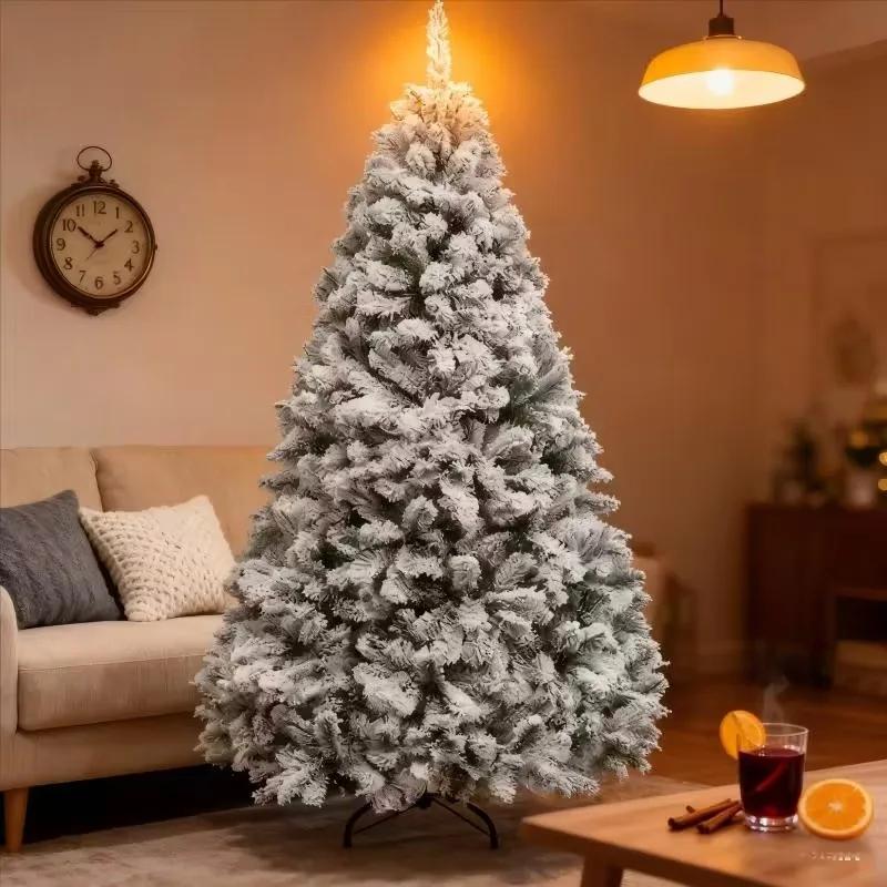 1-4PCS Artificial White Snow Christmas Tree PVC Flocked Pine Tree Winter Home Decor for Office Mall Window Party Holiday Display
