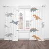 White Children's Cartoon Dinosaur Print Curtains -100% Polyester -2 Sheets for Bedroom Curtains and Living Room Decor.