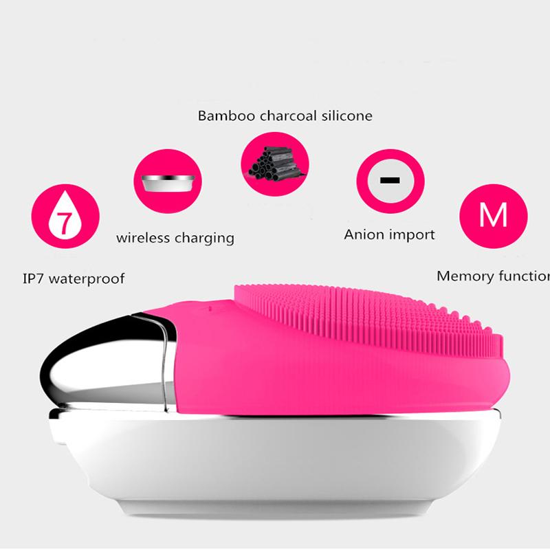 Elektromos vezeték nélküli arctisztító kefe szilikon arcmosó kefék Anion importált bambusz faszén arctisztító