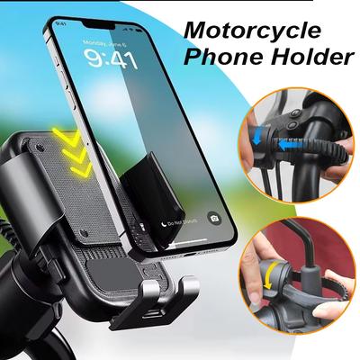 Support de téléphone pour moto Rotation à 360° Support de navigation pour téléphone portable Vélo d'extérieur Résistant aux chocs Support de navigation pour vélo