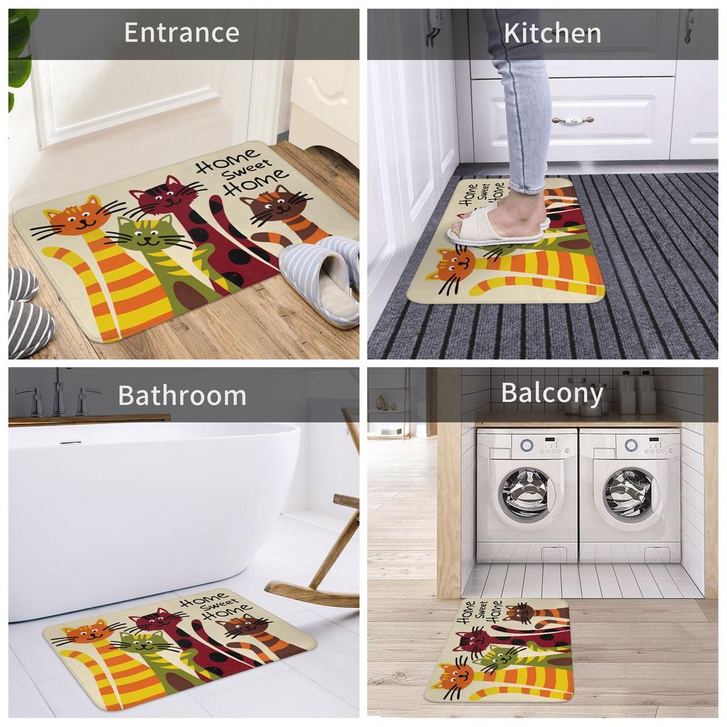 Delicate Cats Sweet Home Gifts Floor Door Kitchen Bath Mat Anti-Slip Indoor Doormat Bedroom Balcony Entrance Rug Carpet Footpad