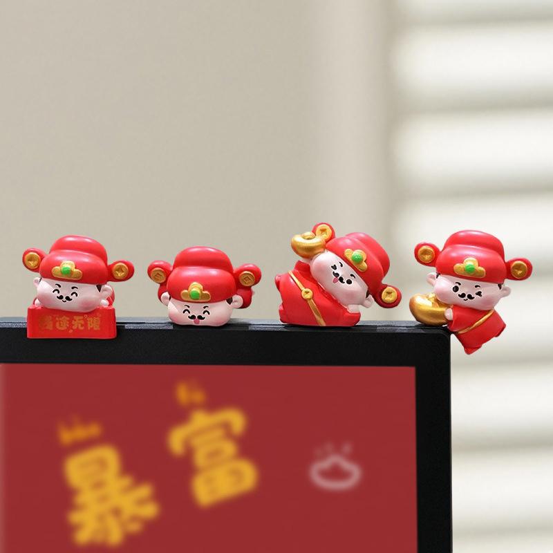Mini Resin God Of Wealth Figurine, Funny Computer Decor, 3D Craft Sculpture, Tiny Cute God Of Wealth Statues For Car Dashboard