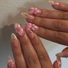 24pcs Wearable Press On Nails Strawberry Bow Design Nails Tips Red Short Almond Pearl Starlight Fake Nail Art Flower False Nails