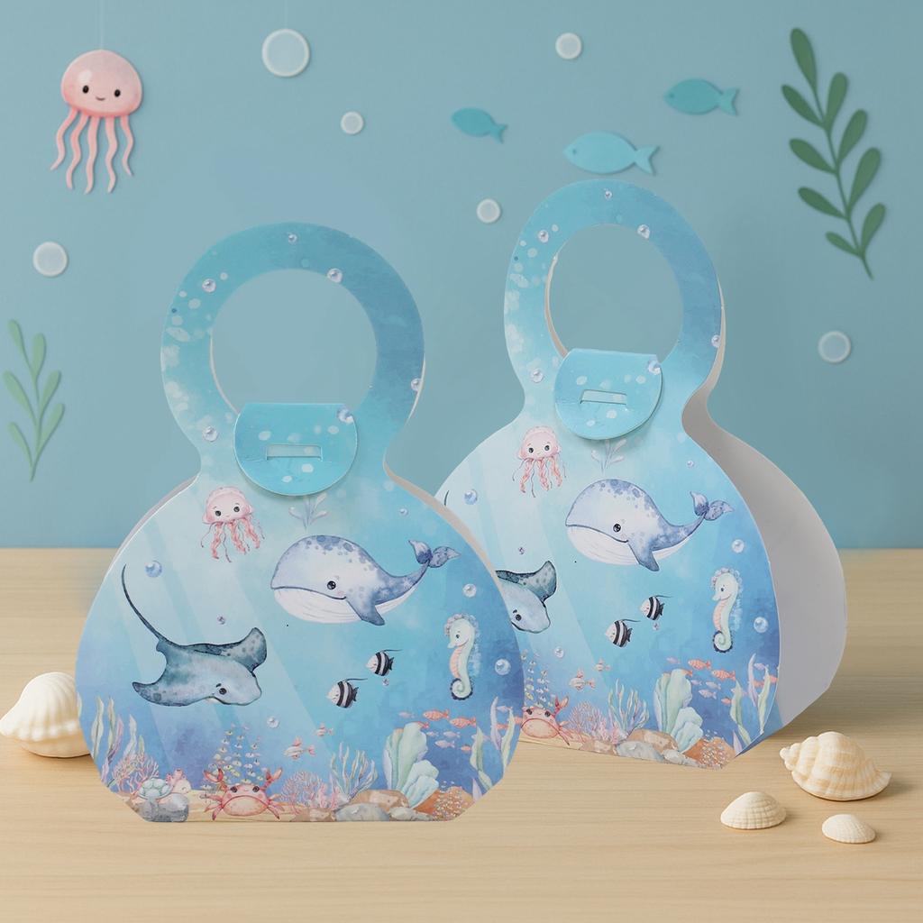 Undersea Animals Hand-held Box Happy 1st Birthday Party Decor Kids Favors Gift Packaging Box Under the Sea Baby Shower Supplies