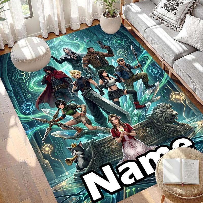Benutzerdefinierter Name Personalisierter Final Fantasy Druck Teppich, Vielseitiger Heimdekor Teppich, für Spielzimmer, Wohnung, Balkon, Eingangsbereich, Flur Geschenk