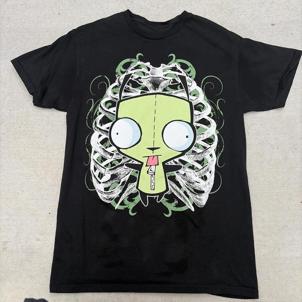 Maglietta a Maniche Corte con Stampa Cartone Animato Vintage Invader Zim Maglietta Grafica Unisex Retro Nostalgia Anni '90 Streetwear Estivo Maglietta Y2k Top