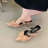 Vintage Buckle Bow Brand Slide Pumps Women Sexy Pointed Toe Slingback Party Sandal Elegant Wedding Low Heeled Shallow Mule Shoes
