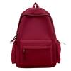 Schoolbag Solid Color Simple Backpack Printable Logo Casual Canvas Backpack Large Capacity Junior High School High School Student School Bag