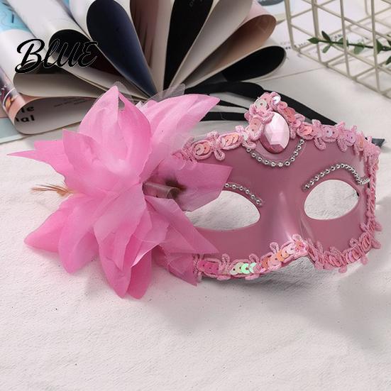 Venetian Style Mask Half Face Masquerade for Women Mesh Flower Rhinestone Mask Costumes Accessory Halloween Carnival Prom Ball Party
