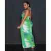 C6921 European & American Style Women's Printed Backless Lace-up Long Dress
