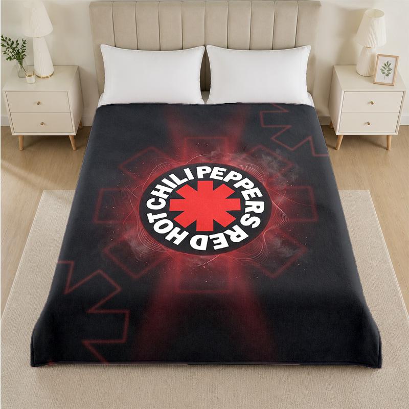 Red Hot Chili Peppers Print Flannel Blanket Cozy Lightweight Plush Throw Blanket For Bed Sofa Household Use
