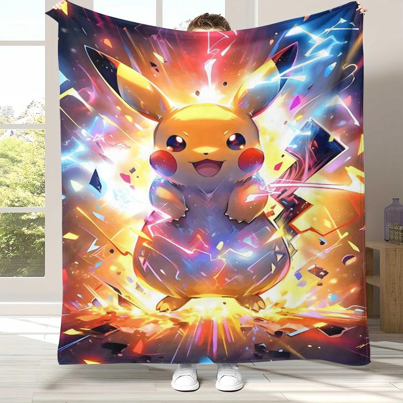 6 Style Pikachu Pokemon Flannel Blanket,Ultra Soft Warm Plush Throw for Home Bedroom Bed Sofa Cover Office Camping Picnic gift