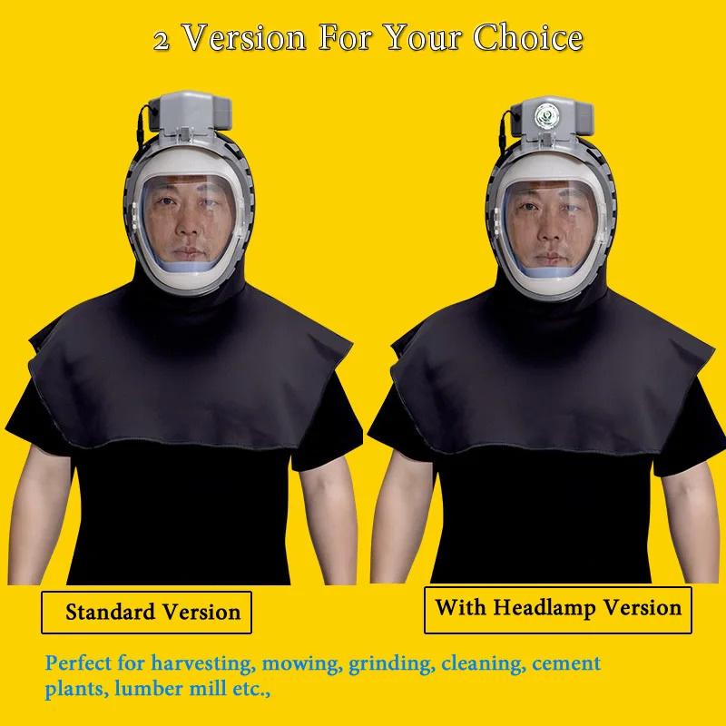 Heltäckande elektrisk lufttillförsel dammmask hatt dammtät huva cape för skördare polering slipning industriellt damm
