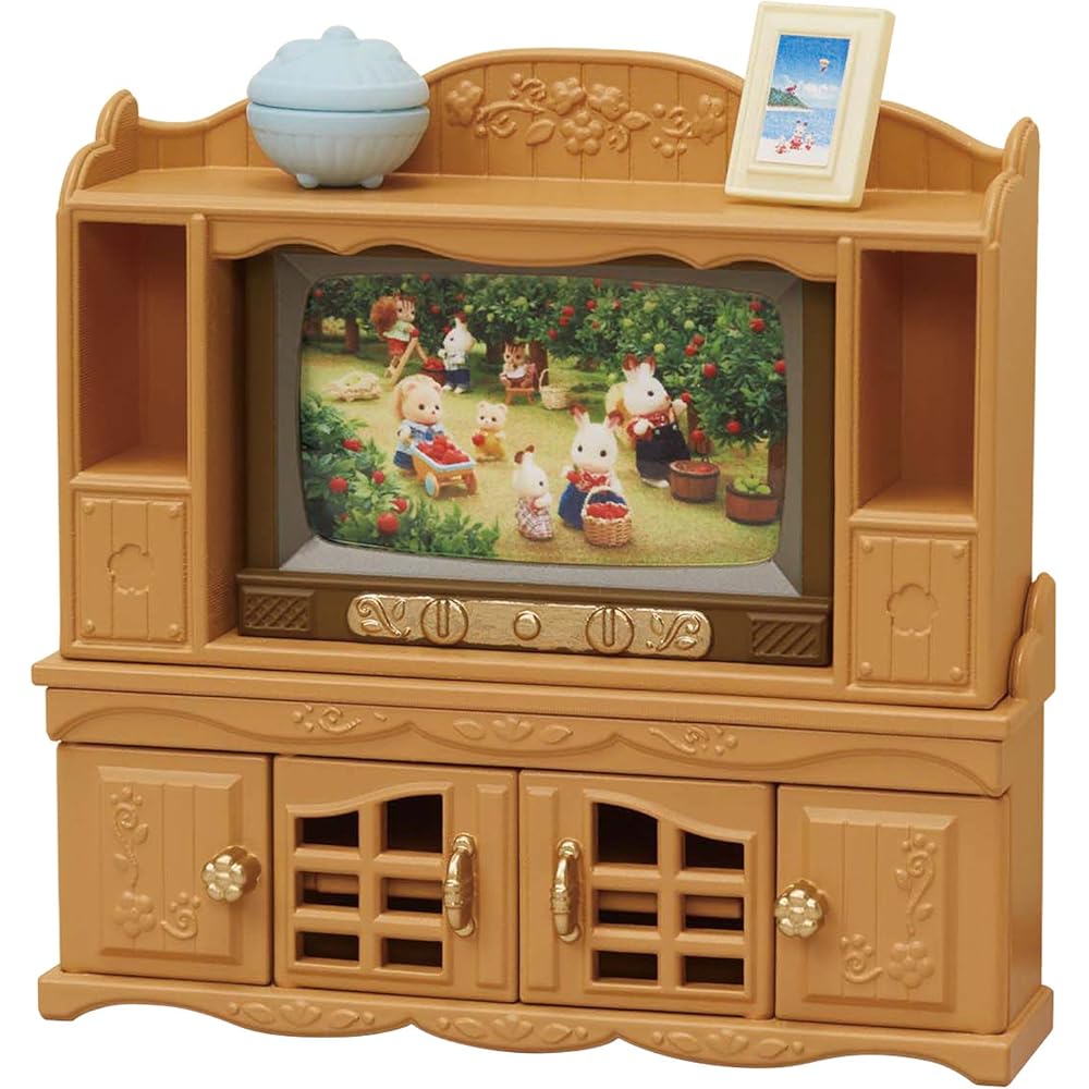 

Sylvanian Families EPOCH TV and TV Stand Set for Dollhouse Toys Age 3 and Up