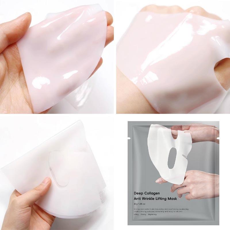 Tiefes Kollagen Anti-Falten Lifting Maske, Tiefenfeuchtigkeit & Straffung, Reduziert feine Linien & Falten, Hellt den Hautton auf, 30 Blätter