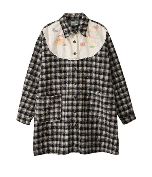 YOUTHBATH Bib Front Check Overshirt_Black