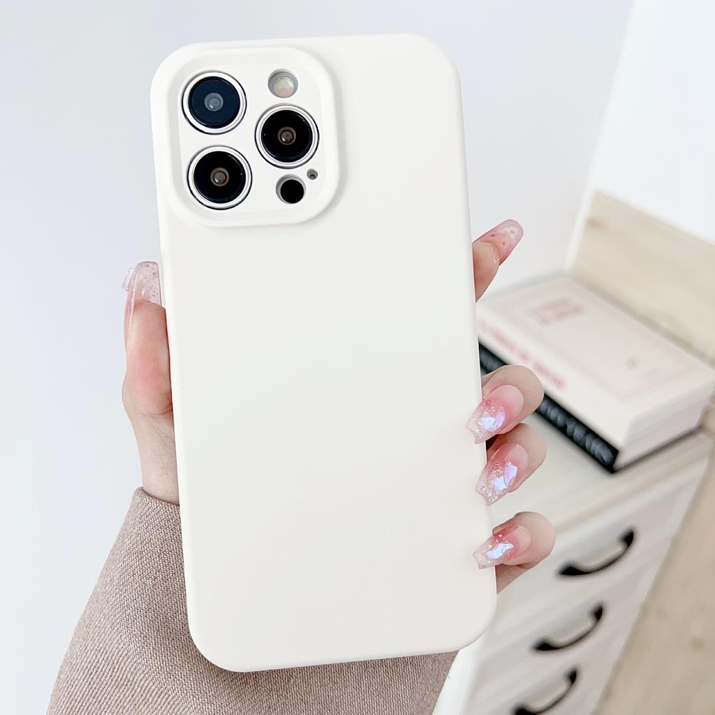 Liquid Apple Silicone Thickened Case Suitable for Apple 15PROMAX mobile phone case iPhone11 solid color 13/14