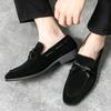 Fashion New Black Brown Loafers New Men's Pointed Bowknot Suede Leather Shoes Male Designer Formal Wedding Dress Homecoming Footwear