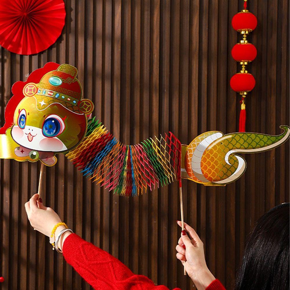 Cartoon 2025 Snake Year Ornaments 3D DIY Dragon Snake Toy Funny Chinese Paper Dance Snake  Wedding