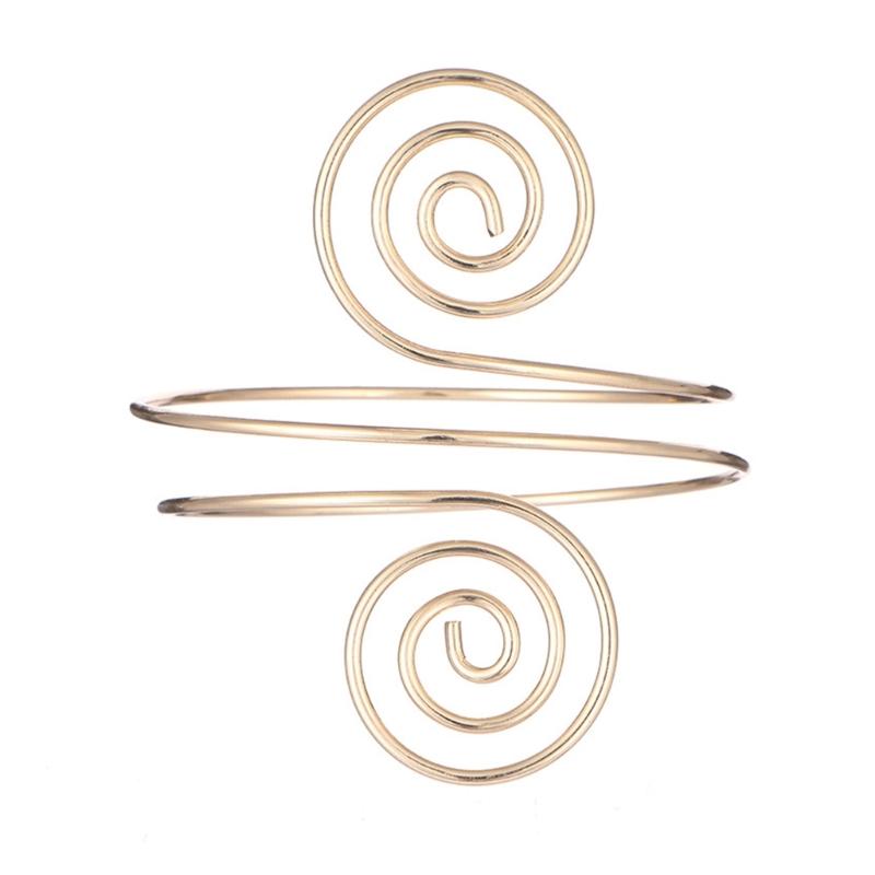 Alloy Spiral Armband Swirl Upper Arm Cuff Armlet Bangle Bracelet Egyptian Costume Accessory for Women Gold Silver Color