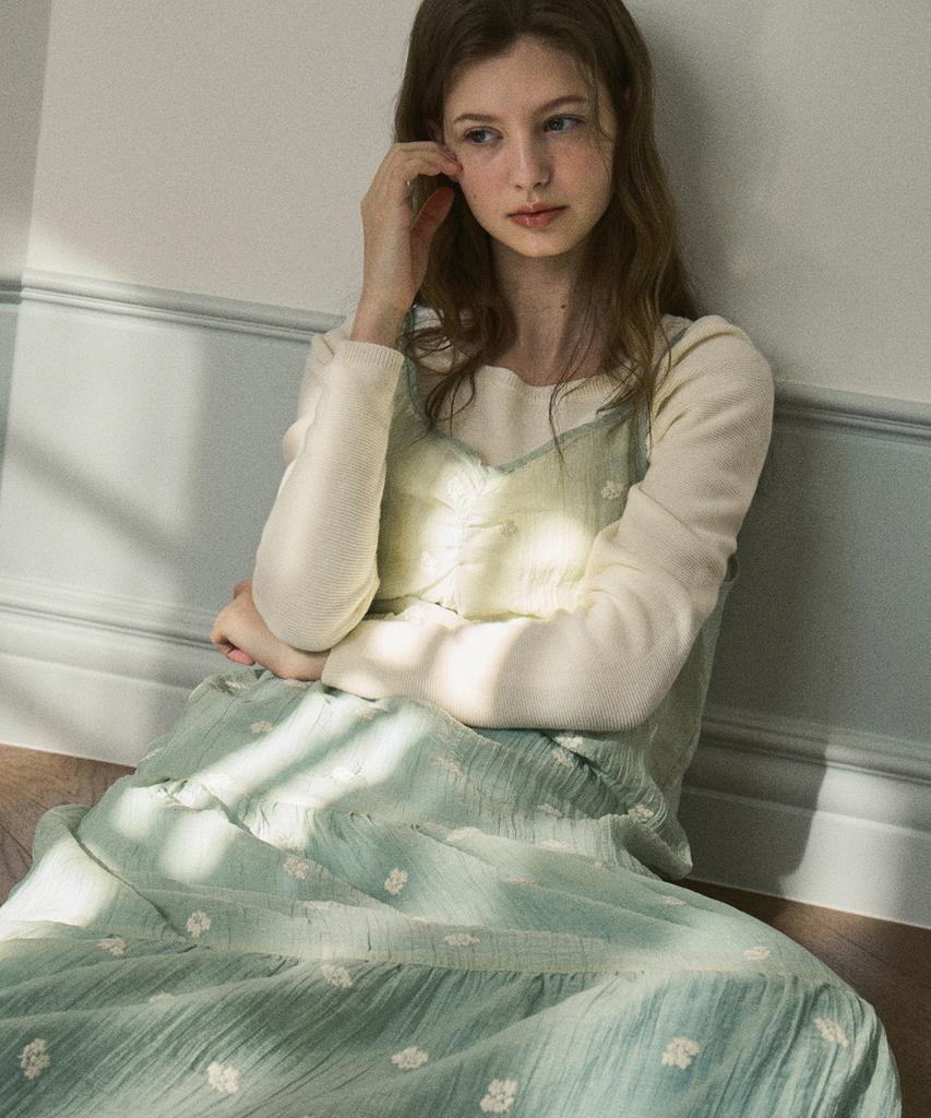 Aueonoseuteljia Flower Lace Layered Dress_Milk Green(Oc25-Ops02)