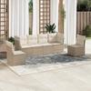 Vidaxl 6-Cz. Gartenmöbel-Set mit Kissen, Beige, Polyrattan